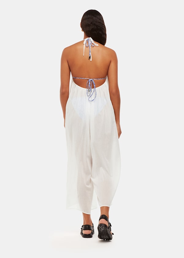 White Halterneck Swim Jumpsuit