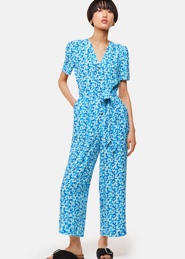 Blue Hazy Coral Jumpsuit