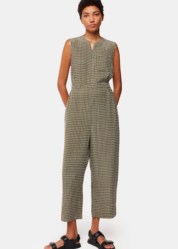Khaki Oval Spot Josie Jumpsuit