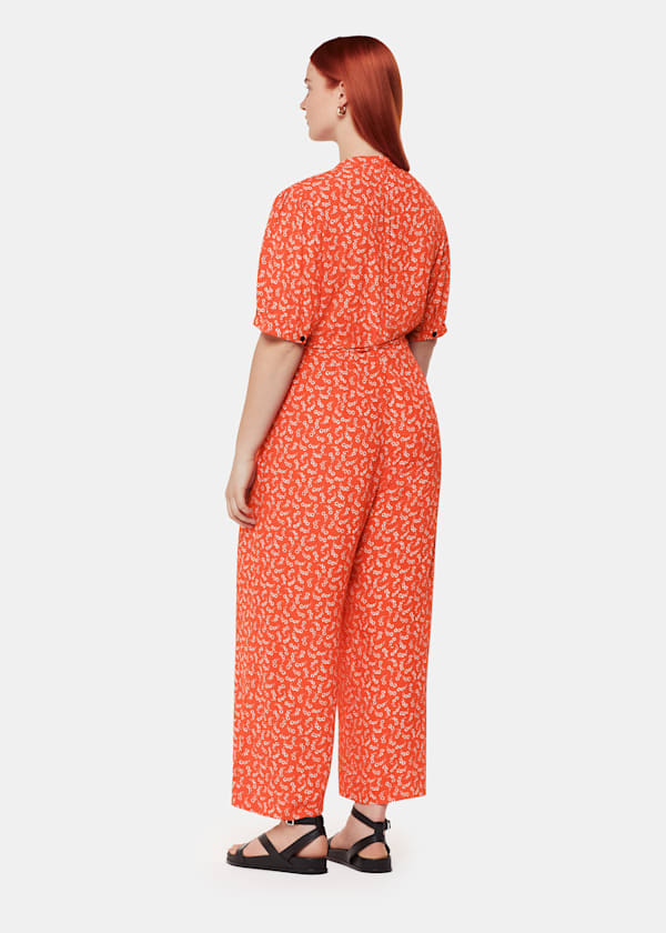 Red Micro Floral Jumpsuit