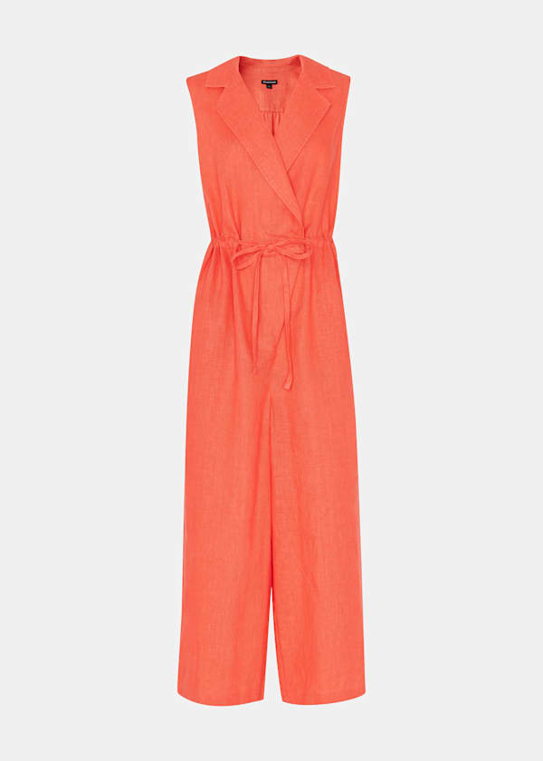 Coral Bella Linen Wrap Jumpsuit