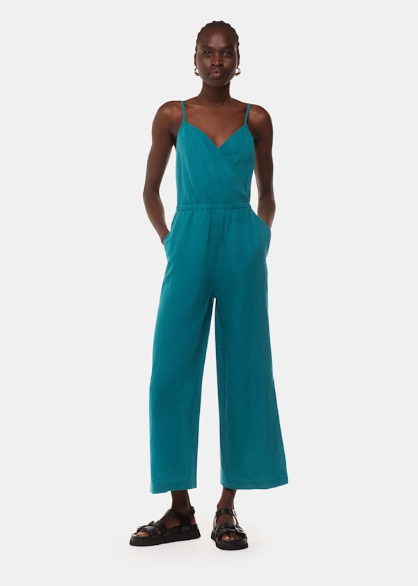 Wrap Linen Blend Jumpsuit