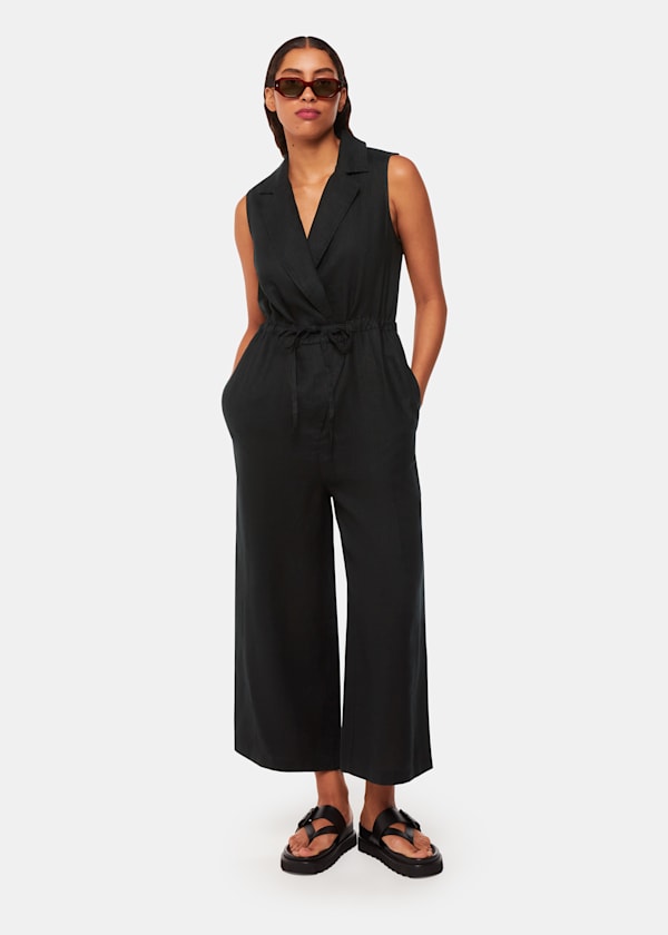 Black Bella Linen Wrap Jumpsuit