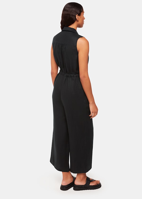 Black Bella Linen Wrap Jumpsuit