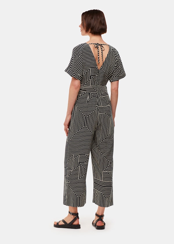 Black Angled Stripe Jumpsuit