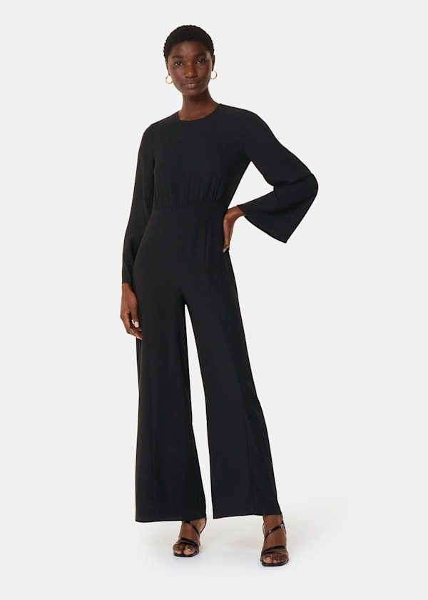 Black Bonnie Gathered Jumpsuit