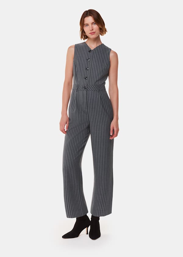 Grey Pinstripe Jumpsuit