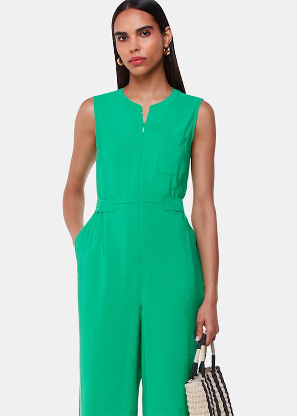 Green Josie Zip Front Jumpsuit