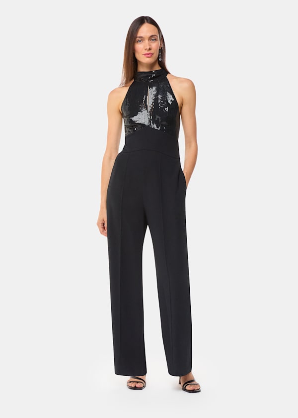 Black Leah Sequin Bodice Jumpsuit