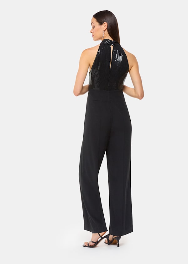 Black Leah Sequin Bodice Jumpsuit