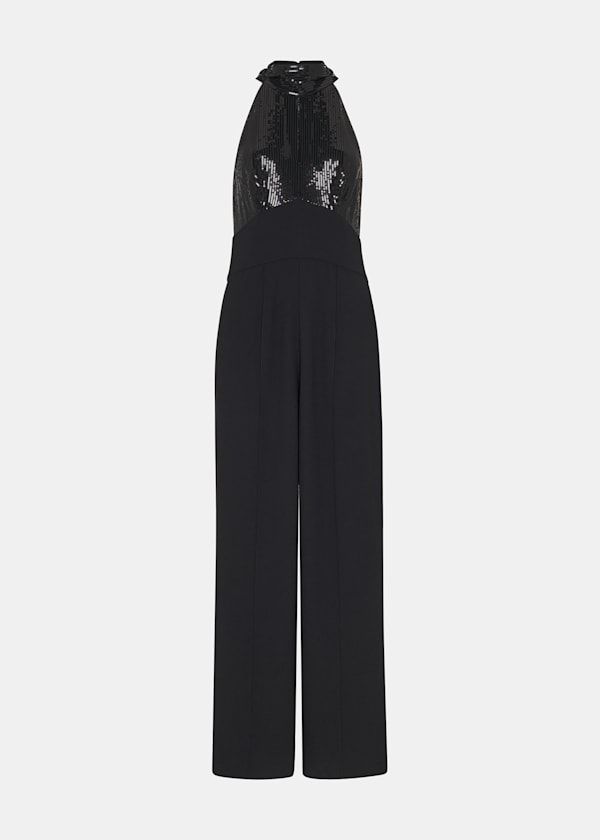Black Leah Sequin Bodice Jumpsuit