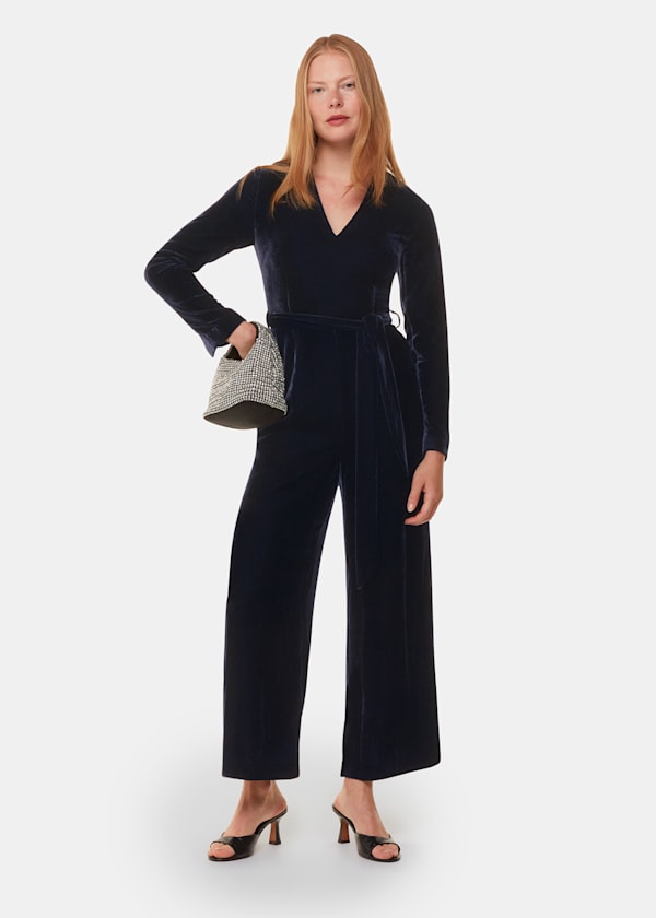 Navy Elora Velvet Jumpsuit