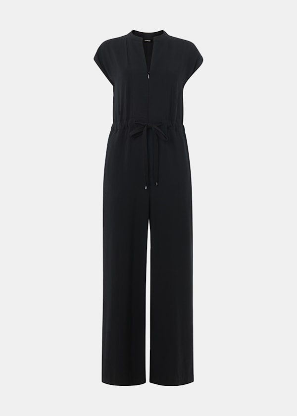 Black Sleeveless Drawstring Jumpsuit