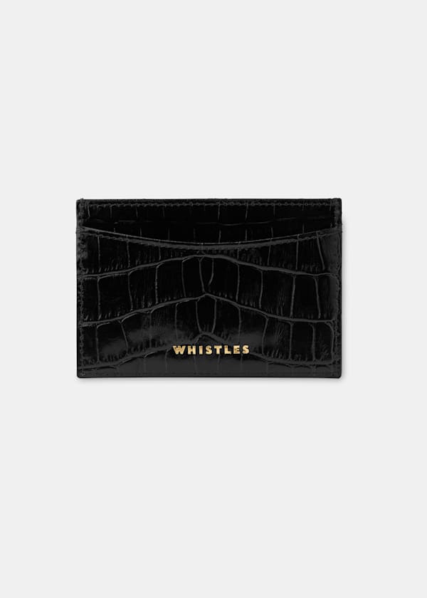 Black Shiny Croc Card Holder
