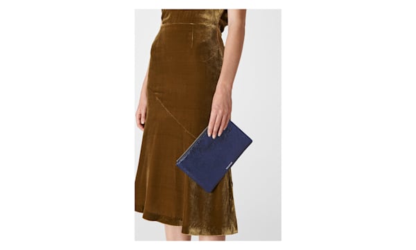 Navy Metallic Small Clutch