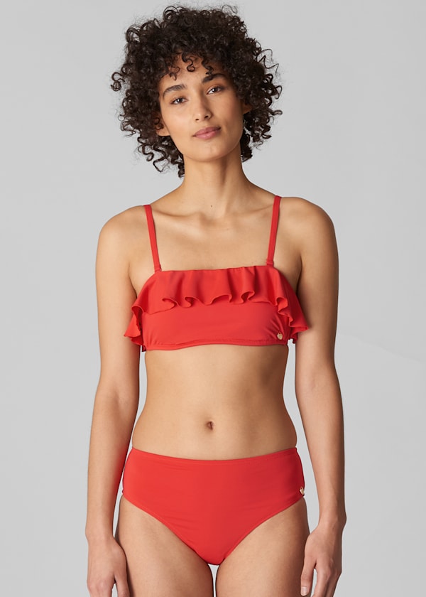 Red Cali Frill Bikini Top