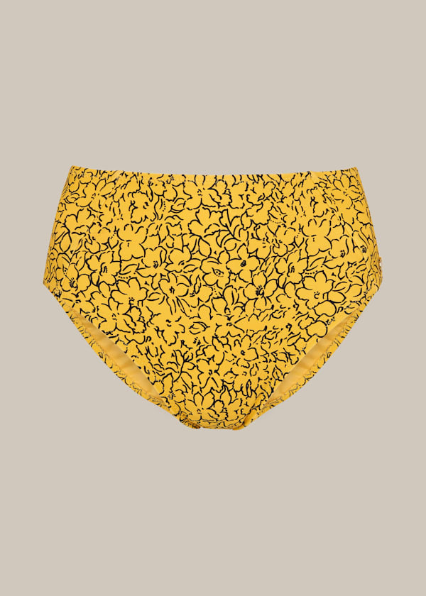 Yellow Floral Print Bikini Bottom