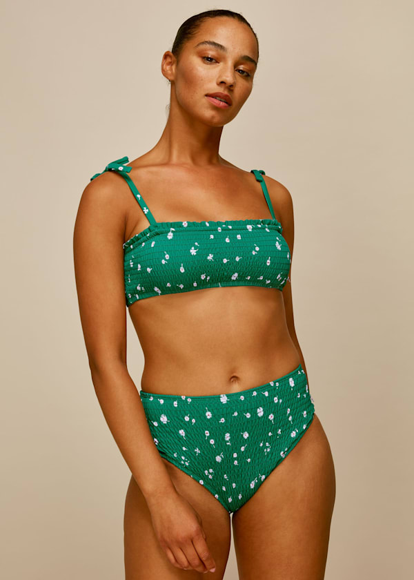 Green Primula Print Bikini Bottom