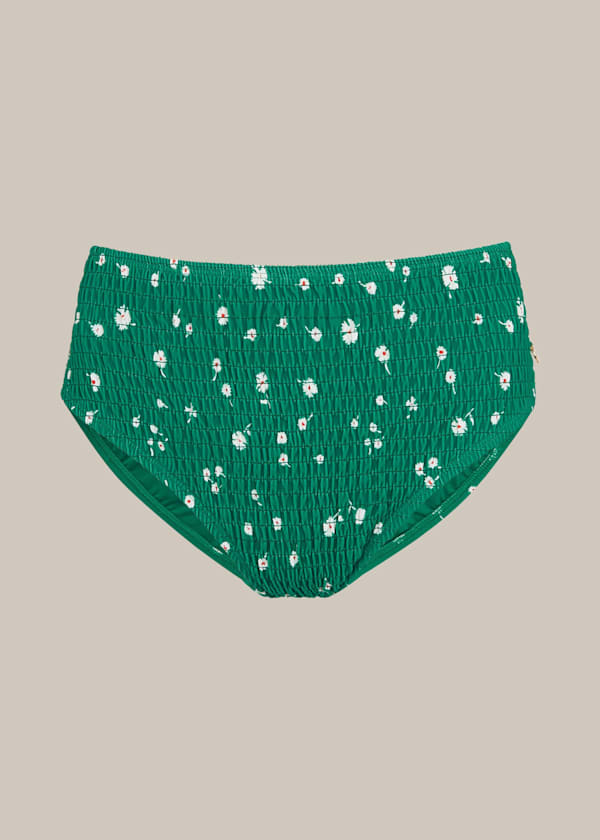 Green Primula Print Bikini Bottom