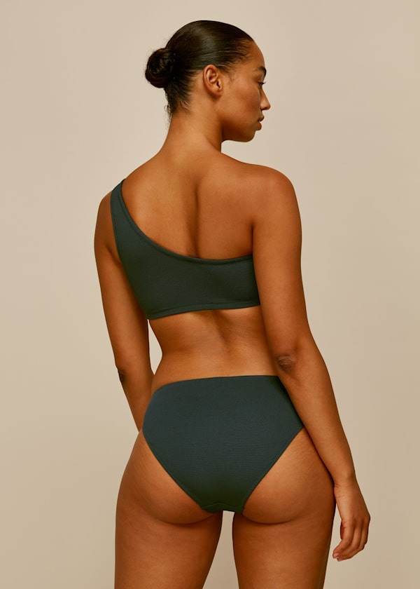 Dark Green Textured Bikini Bottom