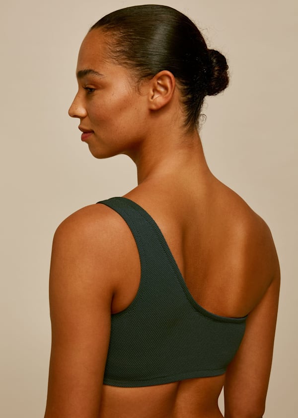 Dark Green Textured Tort Ring Bikini Top