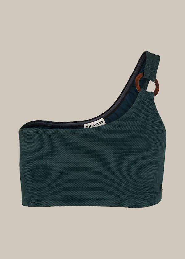 Dark Green Textured Tort Ring Bikini Top