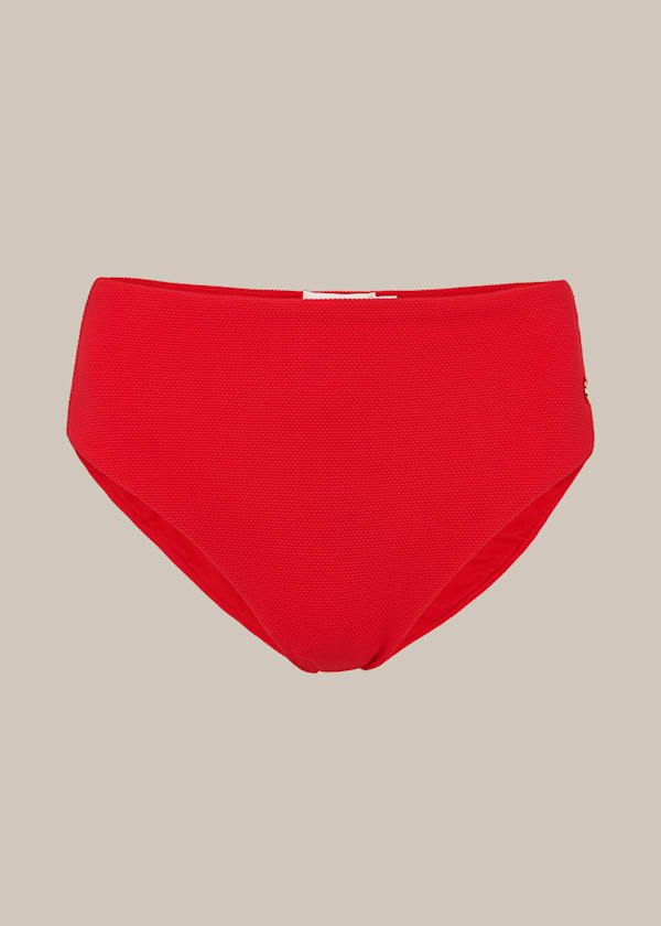 Red Textured Bikini Bottom