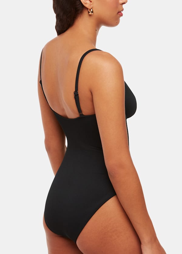 Black Ribbed Underwire Swimsuit