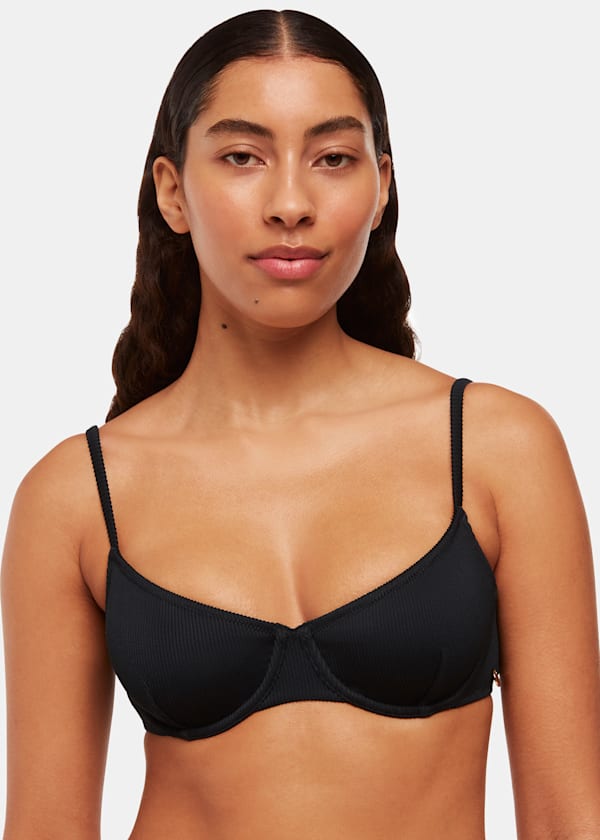 Black Ribbed Underwire Bikini Top