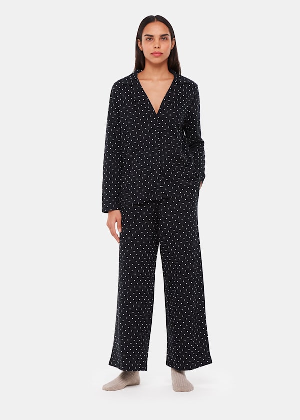 Black Spot Print Pajama Set 
