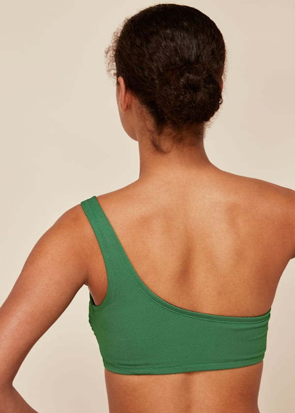 Green Textured Tort Ring Bikini Top