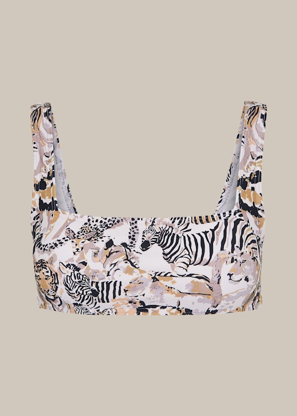Multicolour Safari Print Bikini Top