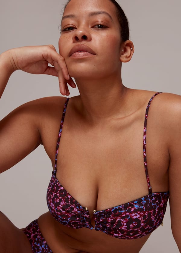 Pink Animal Printed Bikini Top