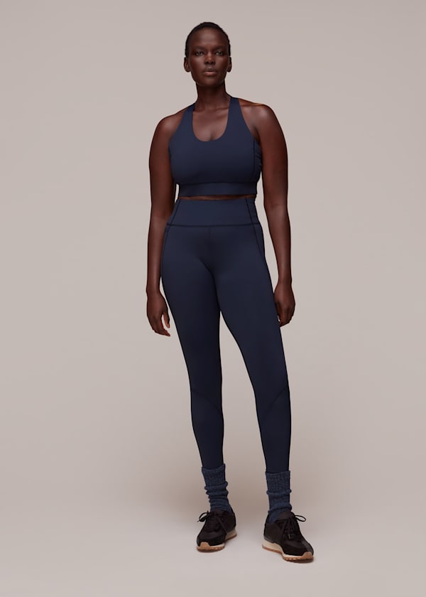 Navy Crossover Back Sports Bra