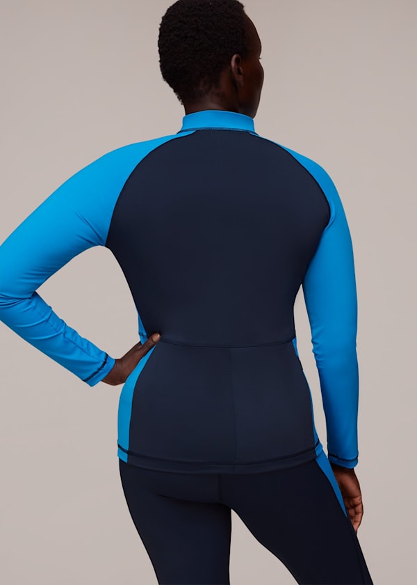 Blue Panel Layer Sports Top