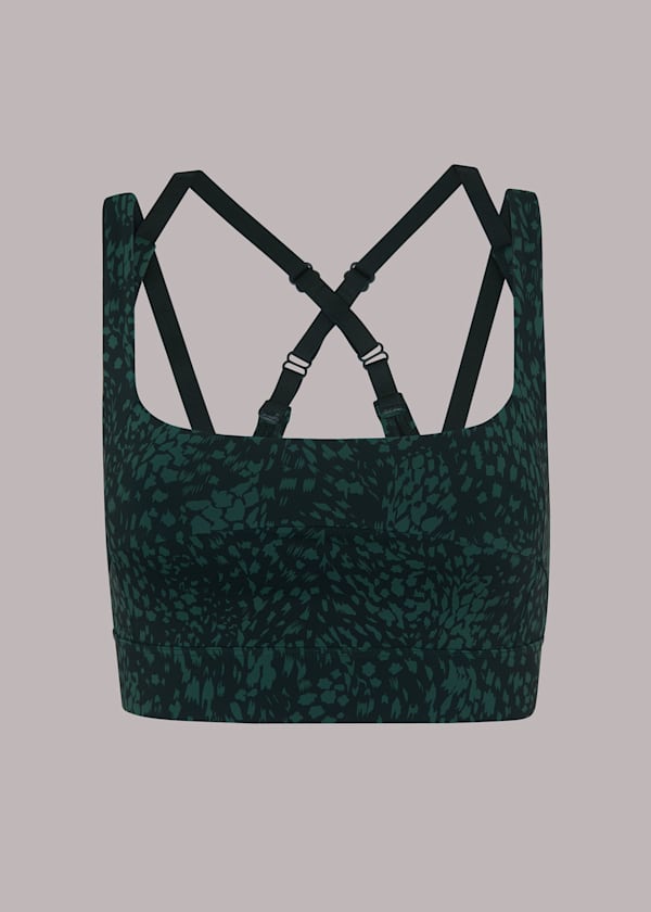 Green Animal Square Neck Sports Bra