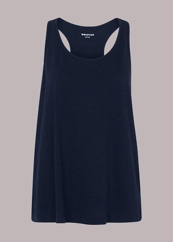 Navy Curved Hem Active Vest