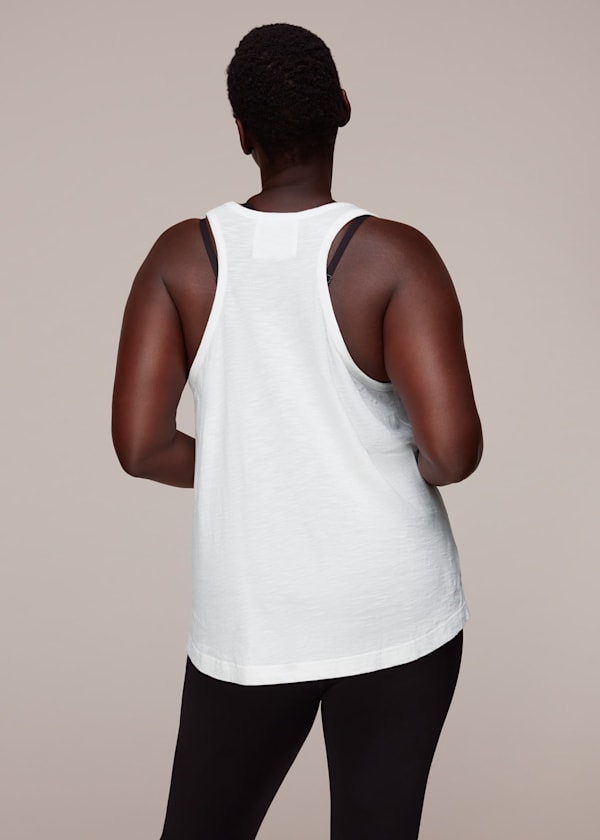 White Curved Hem Active Vest