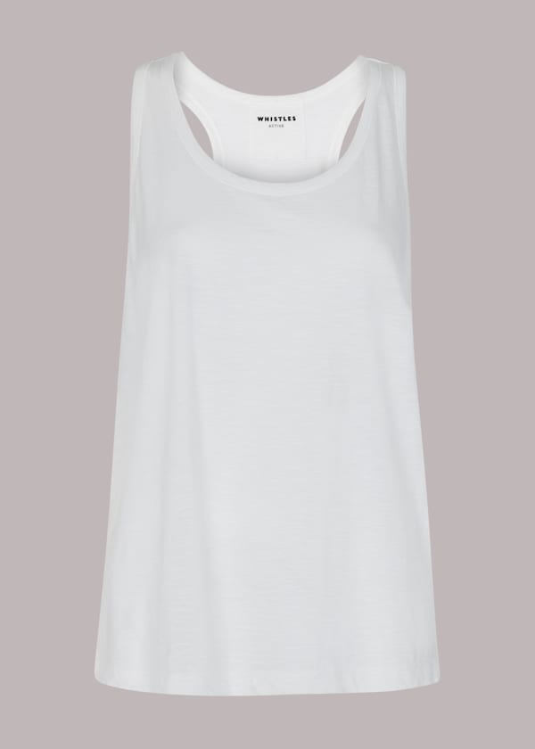 White Curved Hem Active Vest