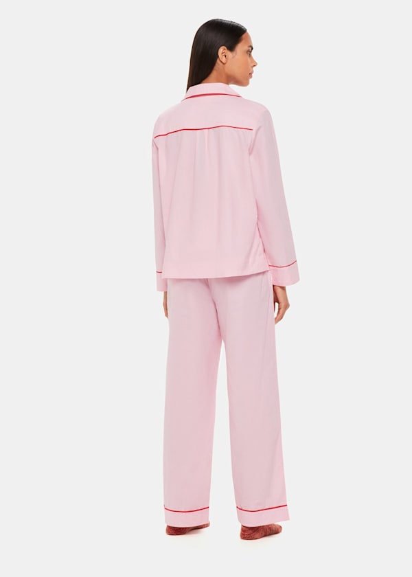 Pink Contrast Piping Pyjamas
