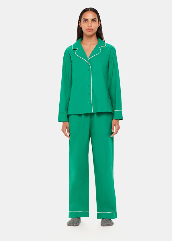 Green Contrast Piping Pyjamas