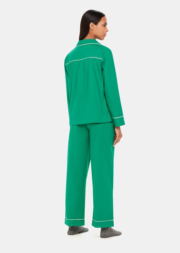 Green Contrast Piping Pyjamas