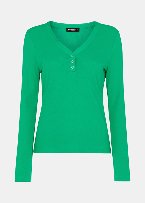 Green V Neck Pyjama Top