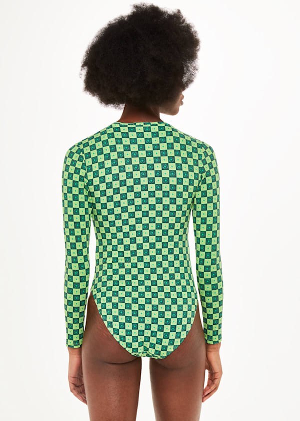 Multicolour Suncheck Long Sleeve Swimsuit