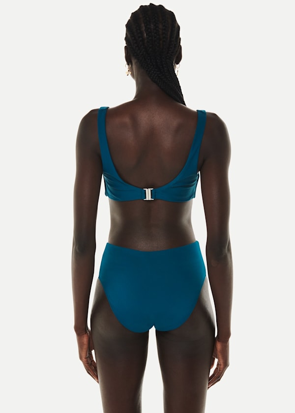 Teal Twist Front Bikini Top