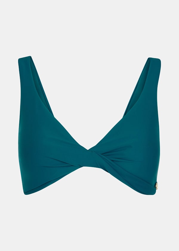 Teal Twist Front Bikini Top