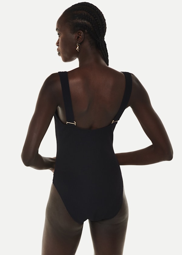 Black Square Neck Swimsuit