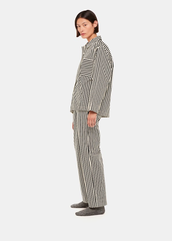 Black Cotton Stripe Pyjama Bottom