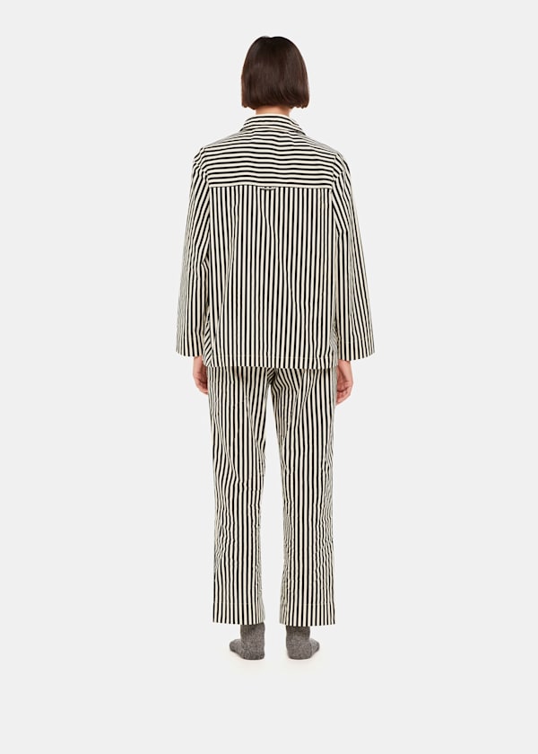 Black Cotton Stripe Pyjama Bottom