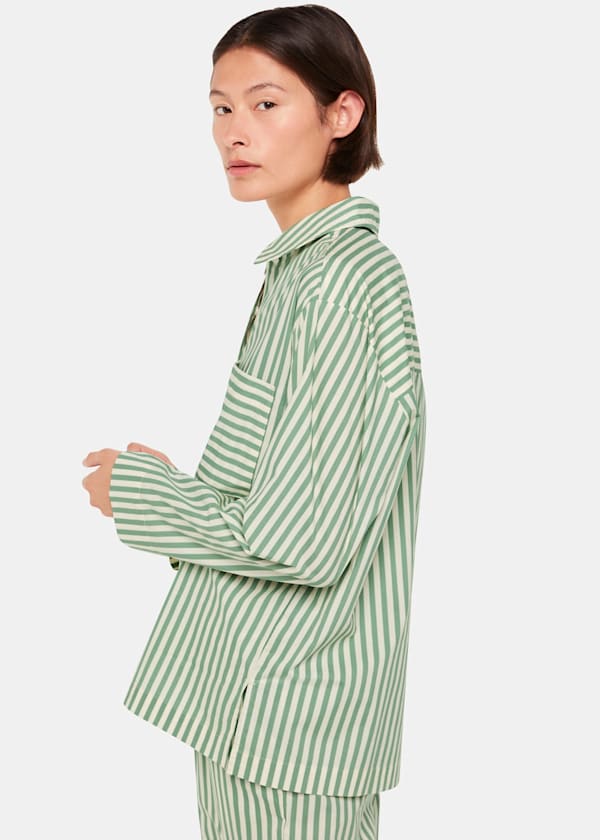 Cotton Stripe Pajama Shirt 